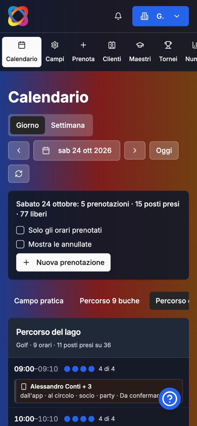 Il pannello NIME 4 Business sul telefono: il calendario